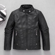 Kids' Leather Motorcycle Jacket  Stylish European & American Fashion for Boys & Girls, Medium & Large Sizes.
