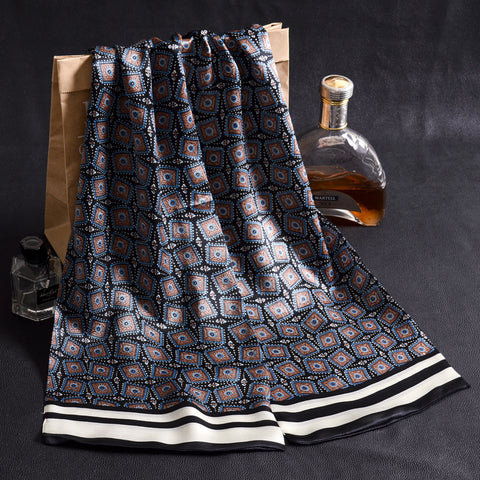 Double Layer Silk Crepe Satin Men's Long Silk Scarf