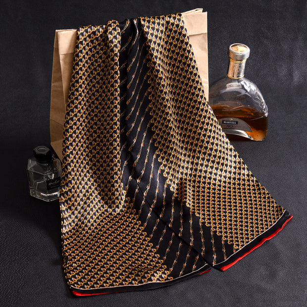 Double Layer Silk Crepe Satin Men's Long Silk Scarf