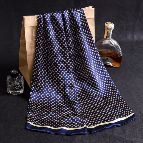 Double Layer Silk Crepe Satin Men's Long Silk Scarf