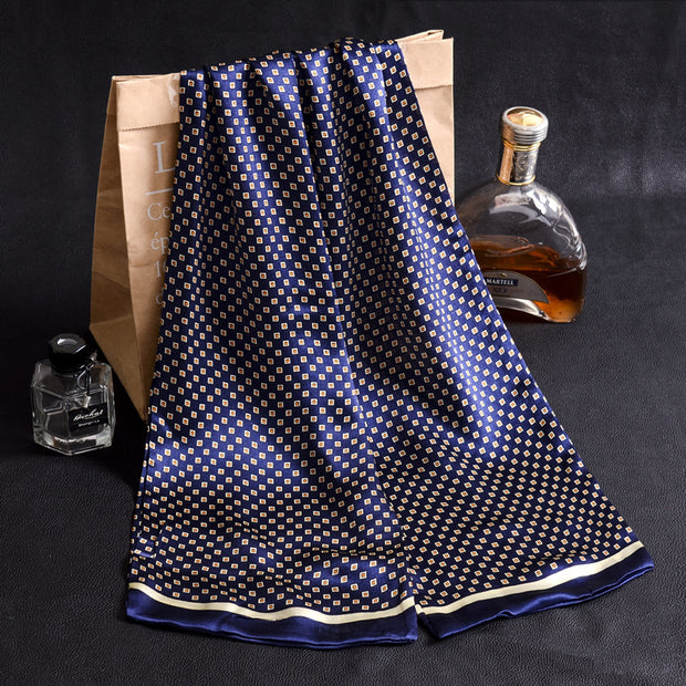 Double Layer Silk Crepe Satin Men's Long Silk Scarf