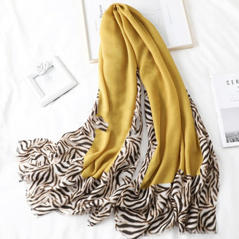 Leopard Print Cotton Scarf - Casual Long Gauze for Men & Women
