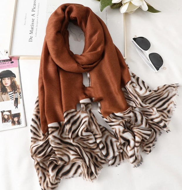 Leopard Print Cotton Scarf - Casual Long Gauze for Men & Women