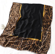 Leopard Print Cotton Scarf - Casual Long Gauze for Men & Women