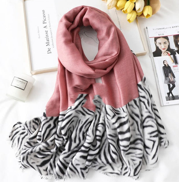 Leopard Print Cotton Scarf - Casual Long Gauze for Men & Women