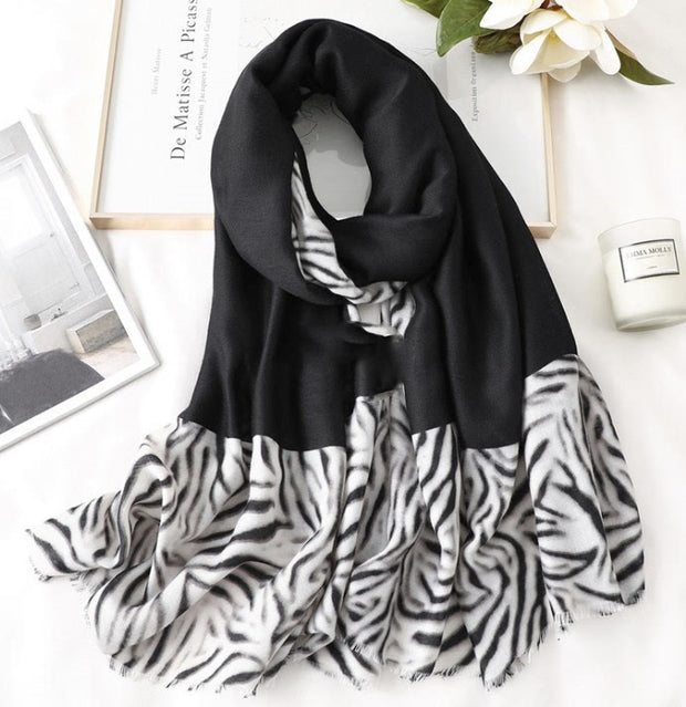 Leopard Print Cotton Scarf - Casual Long Gauze for Men & Women