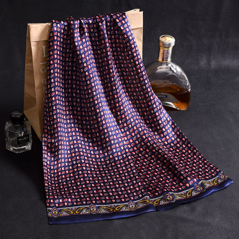 Double Layer Silk Crepe Satin Men's Long Silk Scarf