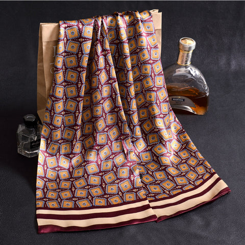 Double Layer Silk Crepe Satin Men's Long Silk Scarf