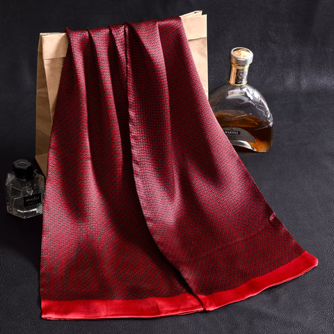 Double Layer Silk Crepe Satin Men's Long Silk Scarf