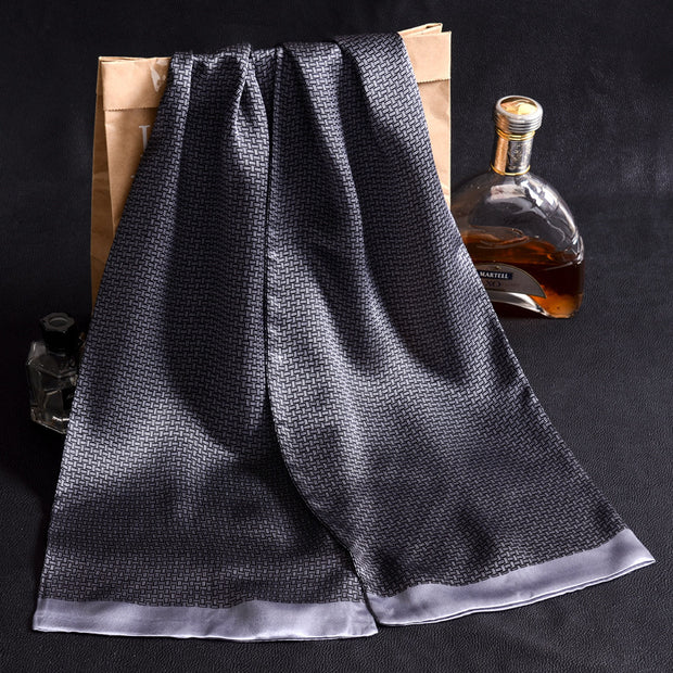 Double Layer Silk Crepe Satin Men's Long Silk Scarf