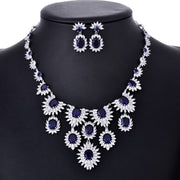 Colorful Zircon Earrings & Necklace Set – Bridal Wedding Jewelry Accessories.