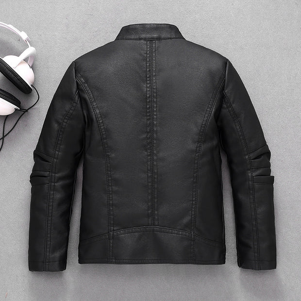 Kids' Leather Motorcycle Jacket  Stylish European & American Fashion for Boys & Girls, Medium & Large Sizes.