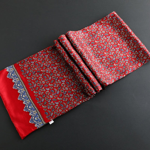 Double Layer Silk Crepe Satin Men's Long Silk Scarf