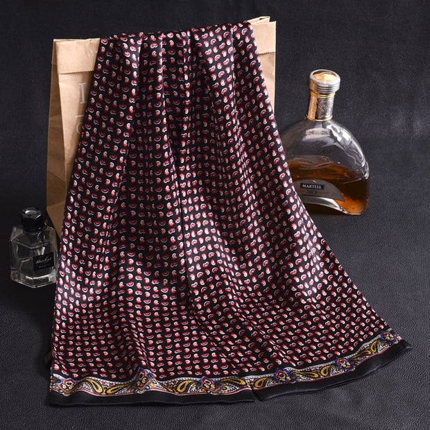 Double Layer Silk Crepe Satin Men's Long Silk Scarf