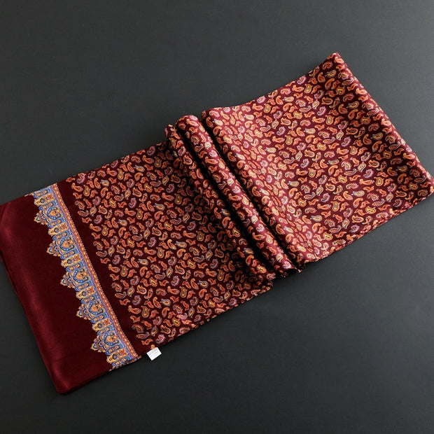 Double Layer Silk Crepe Satin Men's Long Silk Scarf