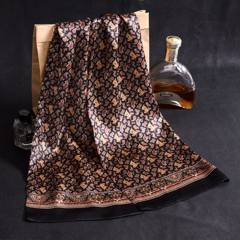 Double Layer Silk Crepe Satin Men's Long Silk Scarf