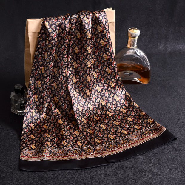 Double Layer Silk Crepe Satin Men's Long Silk Scarf