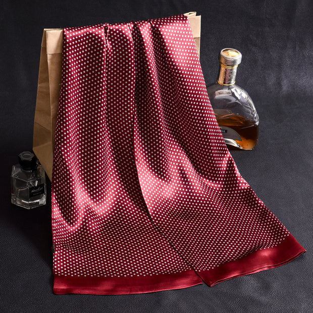 Double Layer Silk Crepe Satin Men's Long Silk Scarf