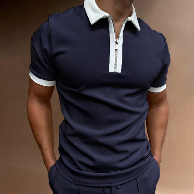 Men's Solid Polo Shirt – Short-Sleeve Summer Top.
