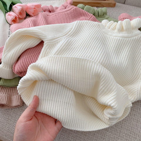 Autumn & Winter Baby Knitwear – Solid Color Half-Turtleneck Shirt for Children.