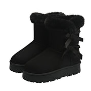 Women's Bow Retro Fleece Lined Ankle Boots Thickened & Cozy