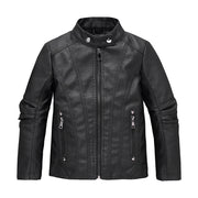 Kids' Leather Motorcycle Jacket  Stylish European & American Fashion for Boys & Girls, Medium & Large Sizes.