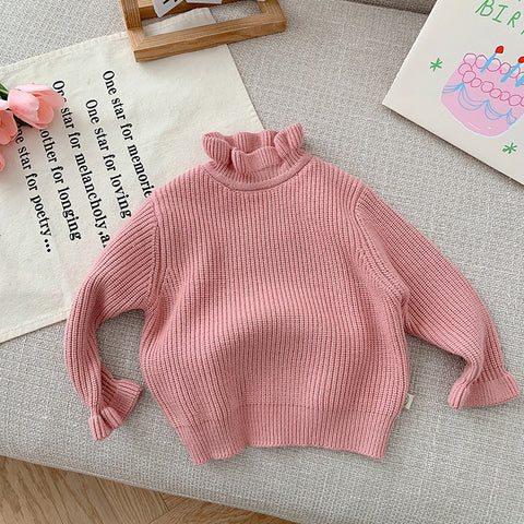 Autumn & Winter Baby Knitwear – Solid Color Half-Turtleneck Shirt for Children.