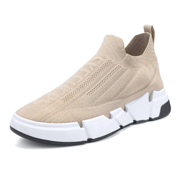 Spring Men's Casual Slip-On Sports Shoes Flyknit Mesh & Sock Cuffs.