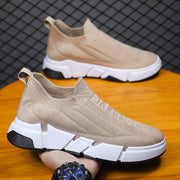 Spring Men's Casual Slip-On Sports Shoes Flyknit Mesh & Sock Cuffs.