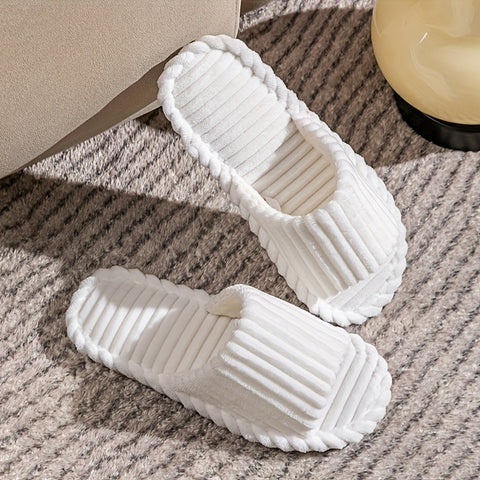 Men's Corduroy Striped Open Universal Indoor Corduroy Slippers