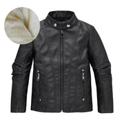 Kids' Leather Motorcycle Jacket  Stylish European & American Fashion for Boys & Girls, Medium & Large Sizes.