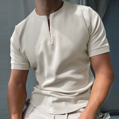 Men's Solid Polo Shirt – Short-Sleeve Summer Top.