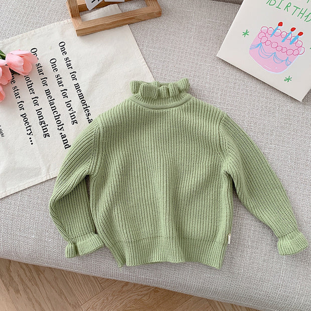 Autumn & Winter Baby Knitwear – Solid Color Half-Turtleneck Shirt for Children.