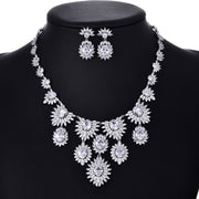 Colorful Zircon Earrings & Necklace Set – Bridal Wedding Jewelry Accessories.