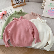 Autumn & Winter Baby Knitwear – Solid Color Half-Turtleneck Shirt for Children.
