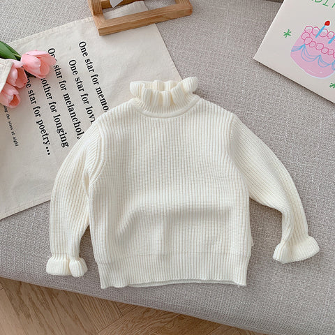 Autumn & Winter Baby Knitwear – Solid Color Half-Turtleneck Shirt for Children.