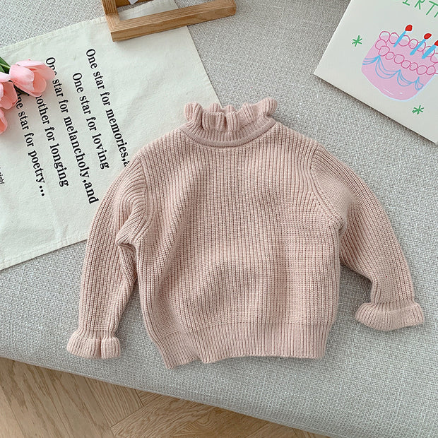 Autumn & Winter Baby Knitwear – Solid Color Half-Turtleneck Shirt for Children.