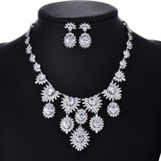 Colorful Zircon Earrings & Necklace Set – Bridal Wedding Jewelry Accessories.