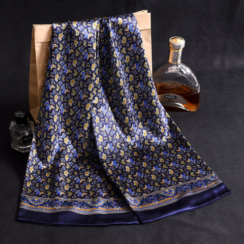 Double Layer Silk Crepe Satin Men's Long Silk Scarf