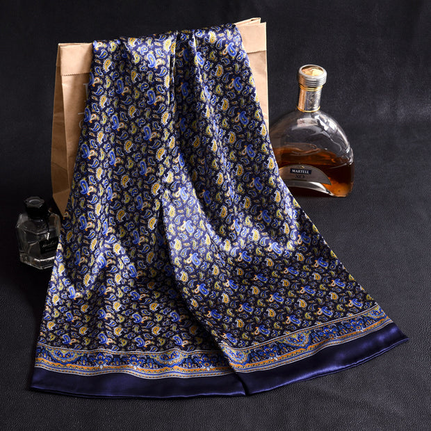 Double Layer Silk Crepe Satin Men's Long Silk Scarf