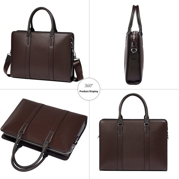 High-End Men's Cowhide Business Laptop Handbag