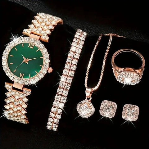 Women's Cornucopia Diamond-Embedded Watch Set Popular & Stylish.