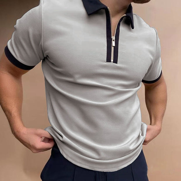 Men's Solid Polo Shirt – Short-Sleeve Summer Top.