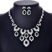 Colorful Zircon Earrings & Necklace Set – Bridal Wedding Jewelry Accessories.