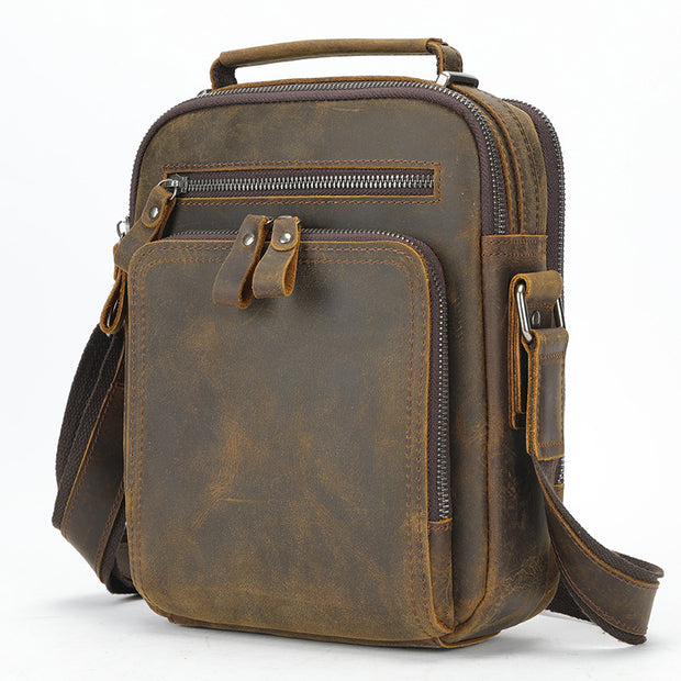 Vintage Crazy Horse Genuine Leather Shoulder Messenger Bag