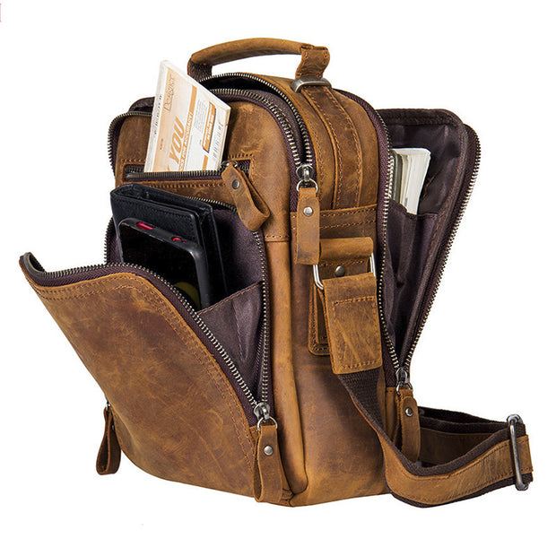 Vintage Crazy Horse Genuine Leather Shoulder Messenger Bag