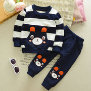Kids' Cartoon Bear Striped Sweater Suit – Boys & Girls Baby Clothing.