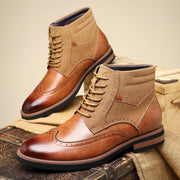 British Style Retro Martin Boots Mid-top Carved Men's