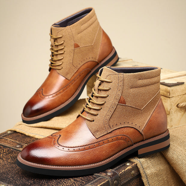 British Style Retro Martin Boots Mid-top Carved Men's