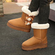 Women's Bow Retro Fleece Lined Ankle Boots Thickened & Cozy